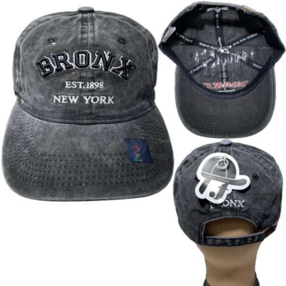 Bronx NY Embroidered Polo Cap, Denim Stonewashed Cap, Adjustable Baseball Cap - Picture 2 of 6